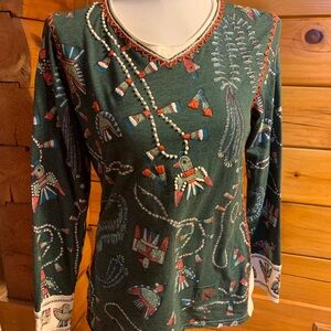 Double D Ranch Pueblo Bird Long Sleeve T-shirt Size Small